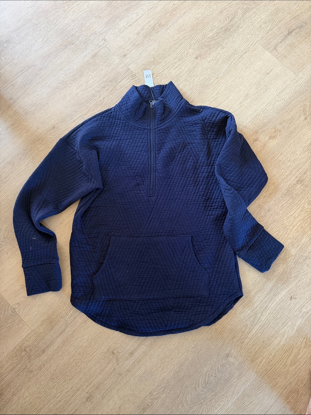 Women's Navy Quilted Half-Zip Pullover Sweater
